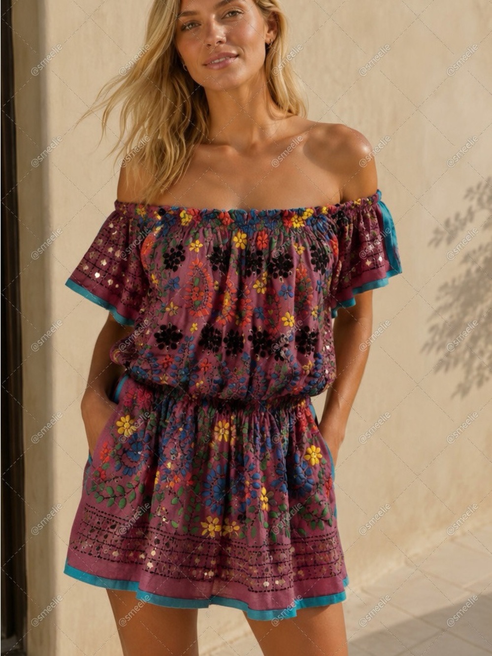 MISS JUNE Paris boho dress/cover-up embroidered